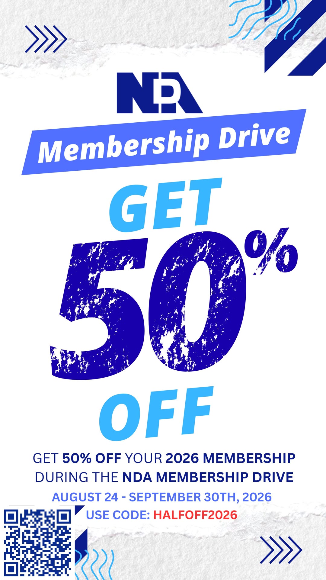 NDA Membership Drive: get 50% off your 2026 National Dental Association membership. Use code HALFOFF2026 when you join or renew.